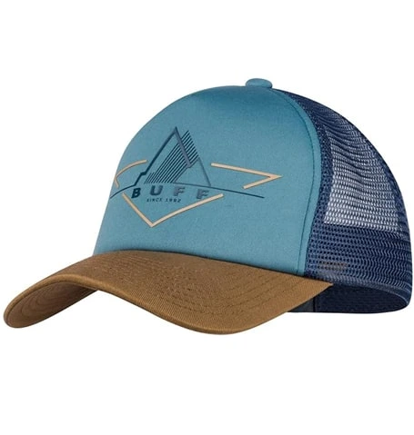 Buff Trucker Cap in Navy, Brown and Blue
